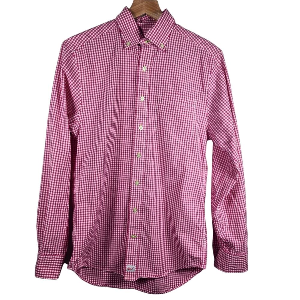 Vineyard Vines Men's Red Gingham Slim Fit Murray Button Down Shirt Size Small